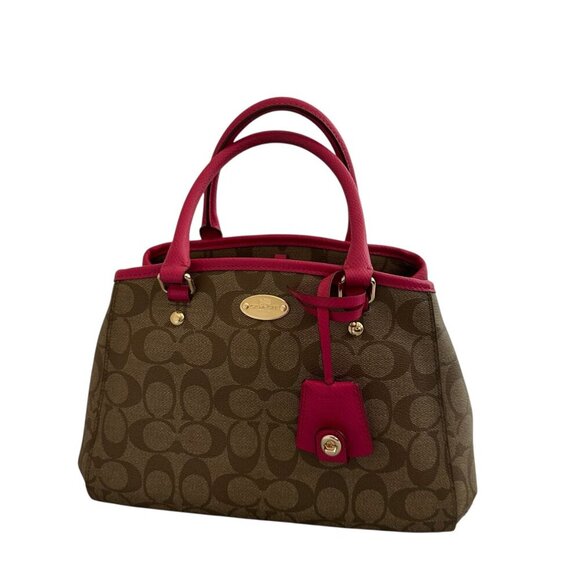 Coach Mini Margot Signature Brown Pink Handbag Caryall Purse + Wallet Leather - Picture 5 of 16